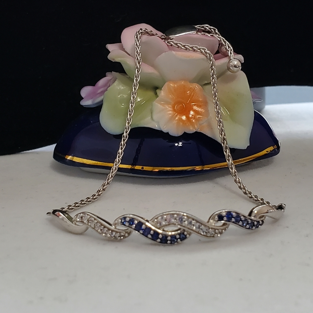 Sterling Sapphire Bolo Bracelet  (Fits up to 8 1/4” Wrist) - Picture 8 of 16